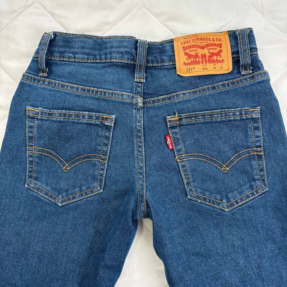 Levi's 511 Slim Boys Jeans‎ Size 8 Performance Stretch Blue Denim